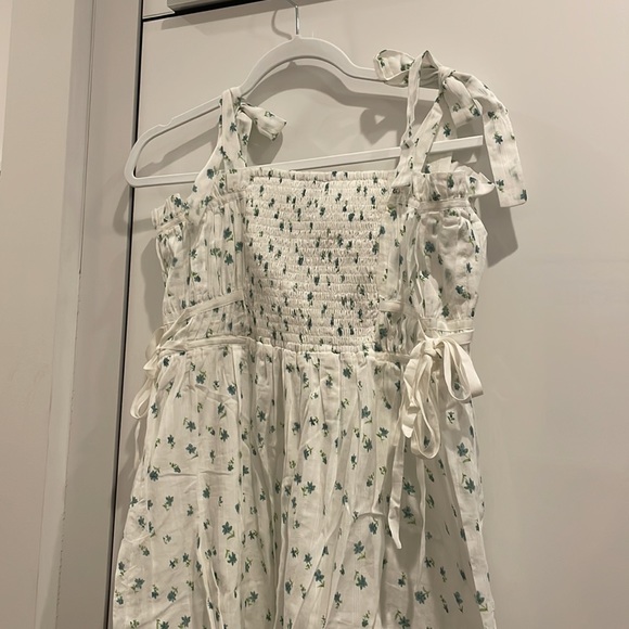 Playa Lucila White Pleated Floral Dress (Size L) - Picture 4 of 5